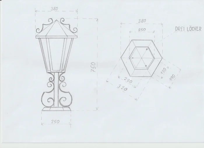ELEGANTE HANDGESCHMIEDETE STEHLAMPE - COLETTE – Bild 3